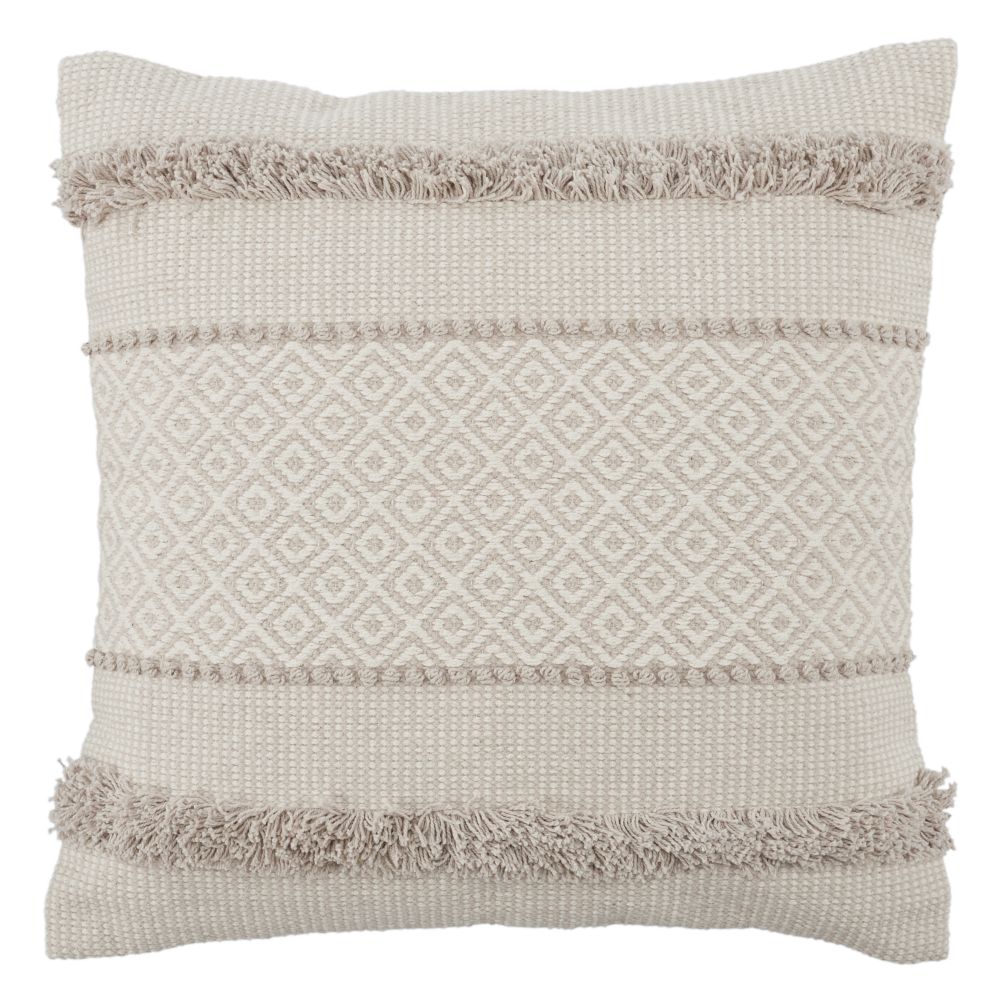 Vibe by Jaipur Living PRB07 Parable 20" x 20" Imena Geometric Poly Fill Pillow in Light Gray / Ivory
