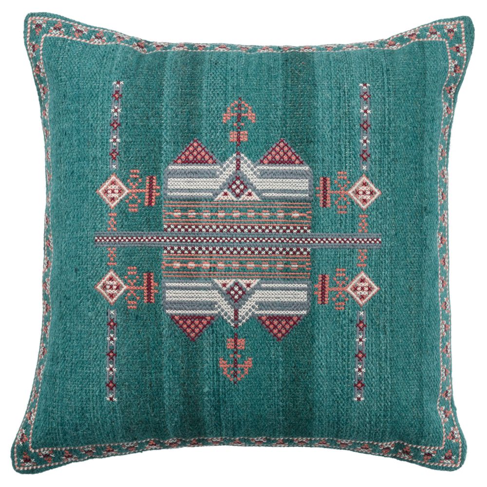 Jaipur Living PUB10 Zaida Tribal Teal/ Terracotta Poly Throw Pillow 24 inch