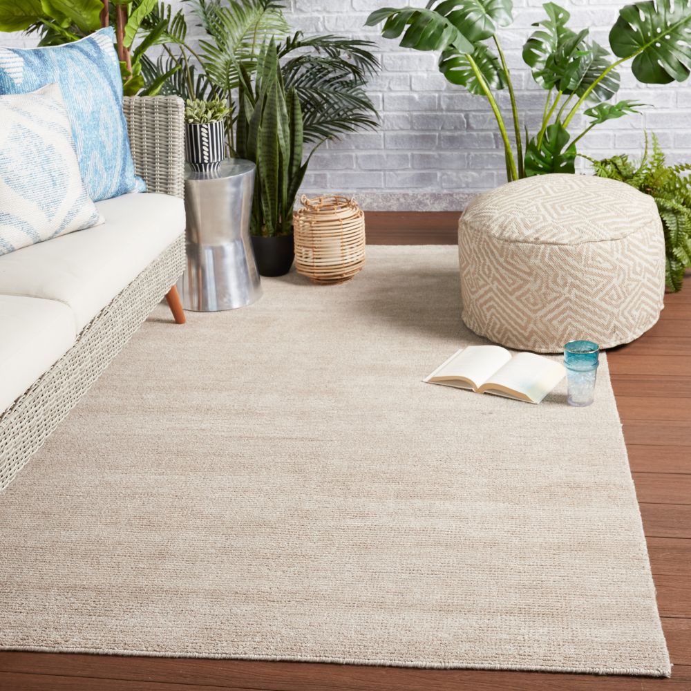 Jaipur Living RBC10 Limon Indoor/ Outdoor Solid Light Taupe Runner Rug  (3