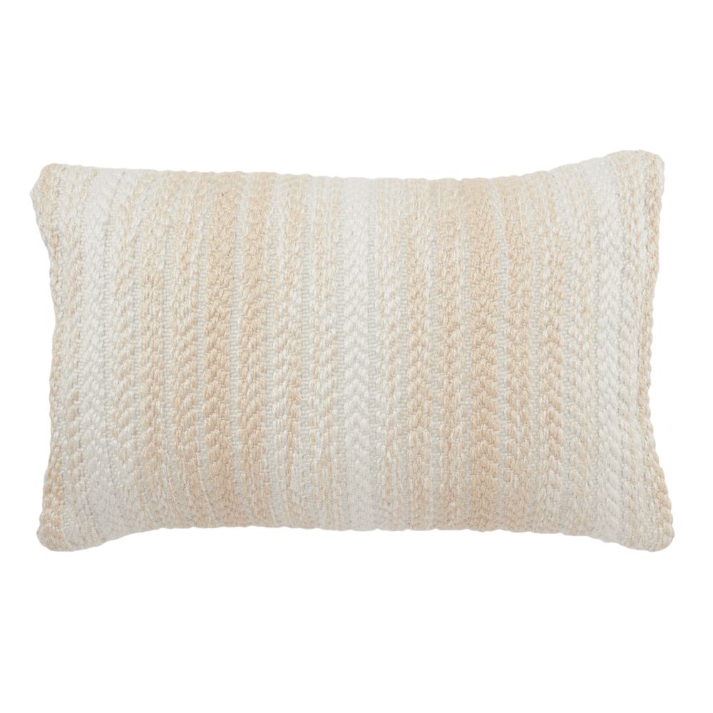 Vibe by Jaipur Living REE01 Reed 13" x 21" Austrel Indoor/ Outdoor Ombre Poly Fill Lumbar Pillow in Cream / White