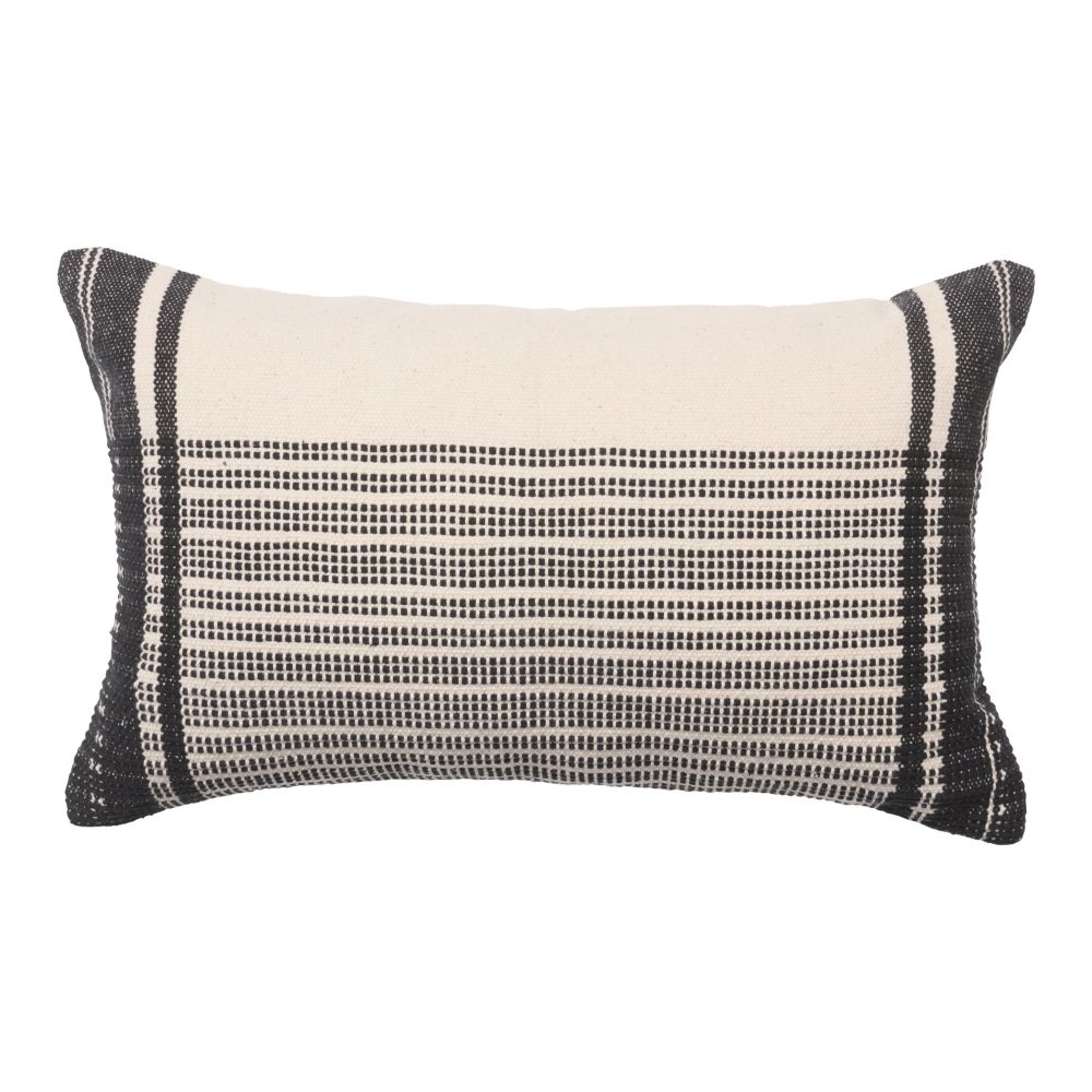 Jaipur Living REN03 Zita Striped Cream/ Black Poly Fill Pillow (13"X21" Lumbar)
