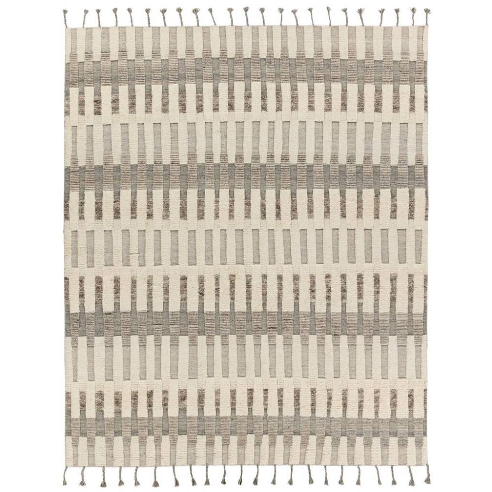 Jaipur Living KEO06 Izza Hand-Knotted Striped Cream/ Taupe Area Rug (6