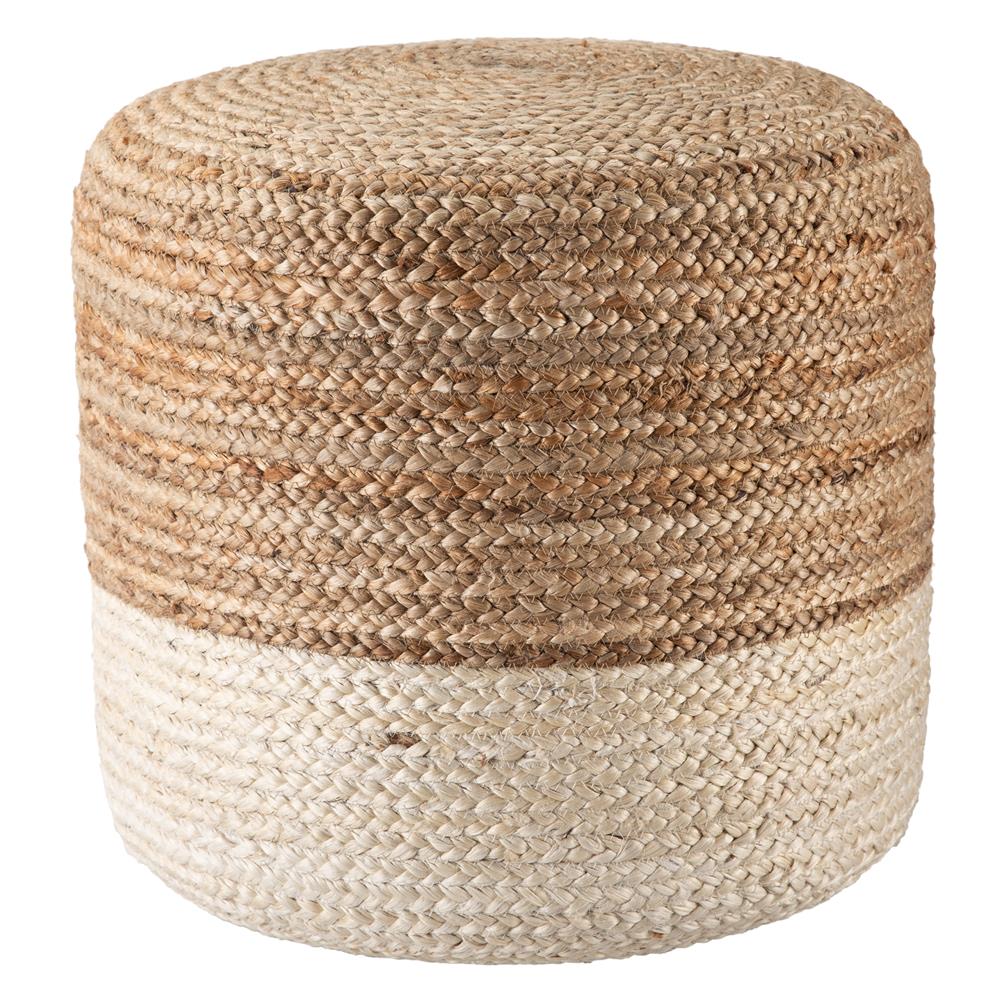 Jaipur Living SAA19 Oliana White & Beige Ombre Cylinder Pouf