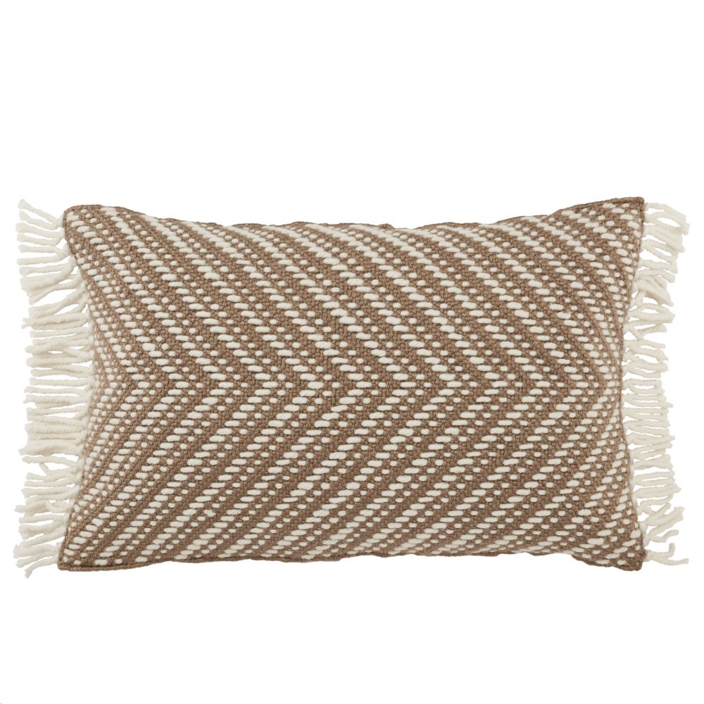 Jaipur Living SET01 Odessa Chevron Taupe/ Ivory Indoor/ Outdoor Lumbar Pillow Cover 16X24 inch