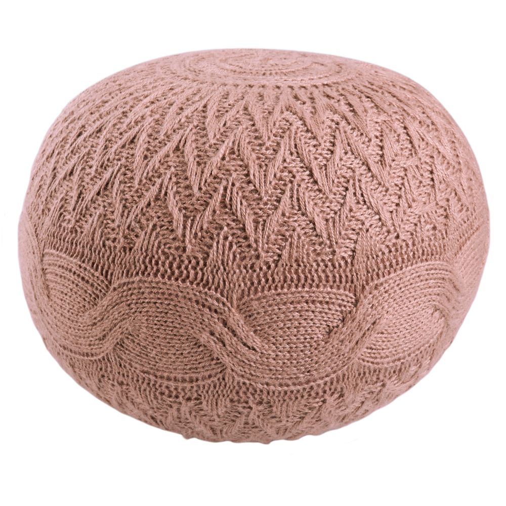 Vibe by Jaipur Living POF100547 Vibe by Jaipur Living Kay Solid Rose Round Pouf
