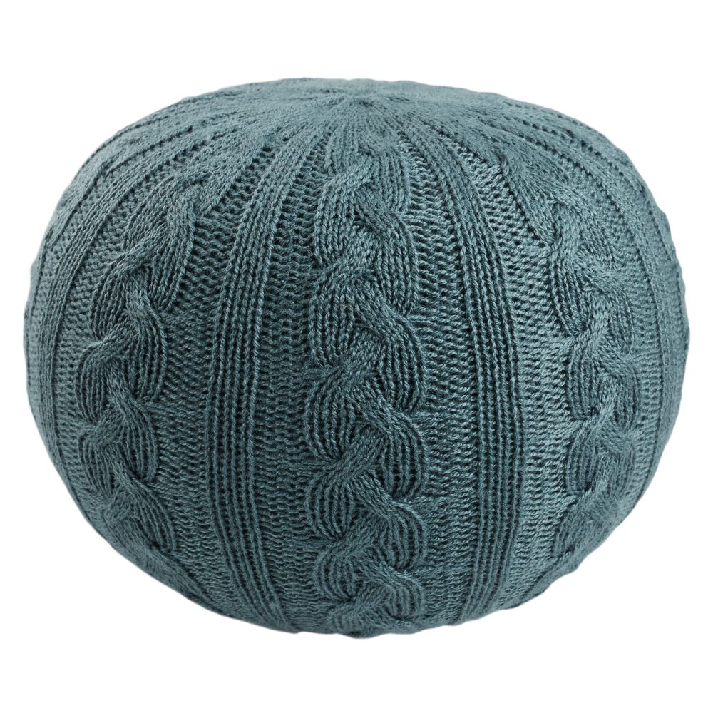 Vibe by Jaipur Living POF100548 Norah Solid Blue Round Pouf