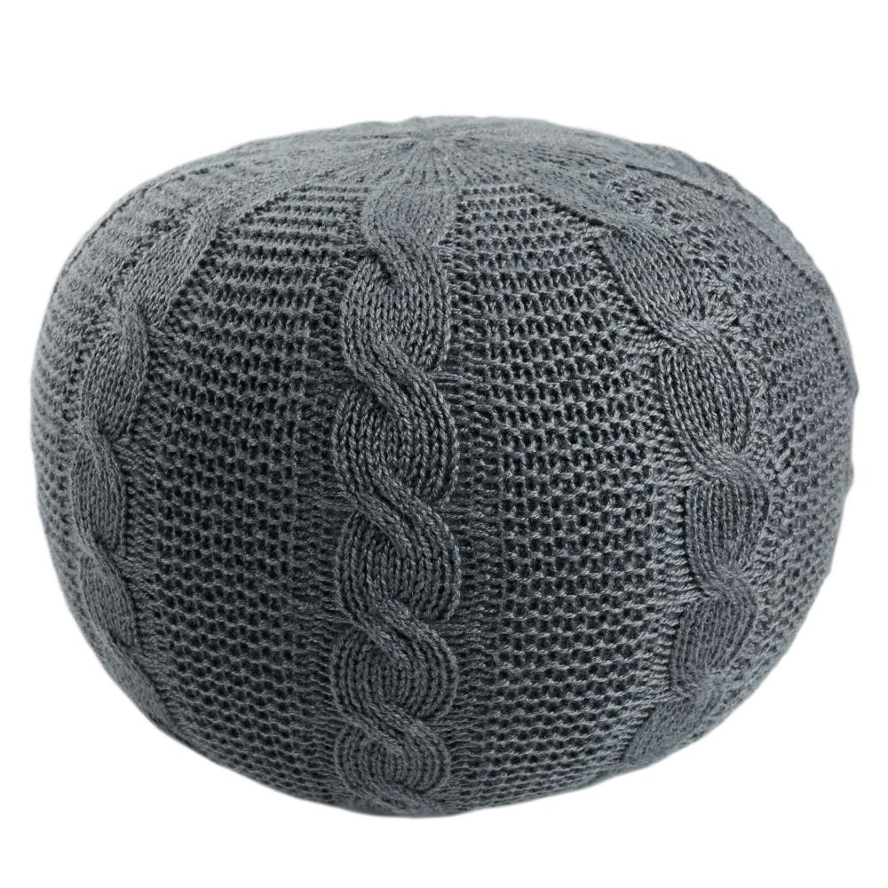 Vibe by Jaipur Living POF100549 Millie Solid Gray Round Pouf