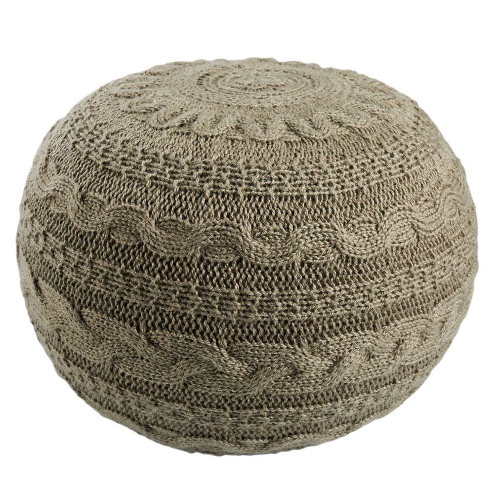 Vibe by Jaipur Living POF100550 Etta Solid Taupe/ Olive Round Pouf
