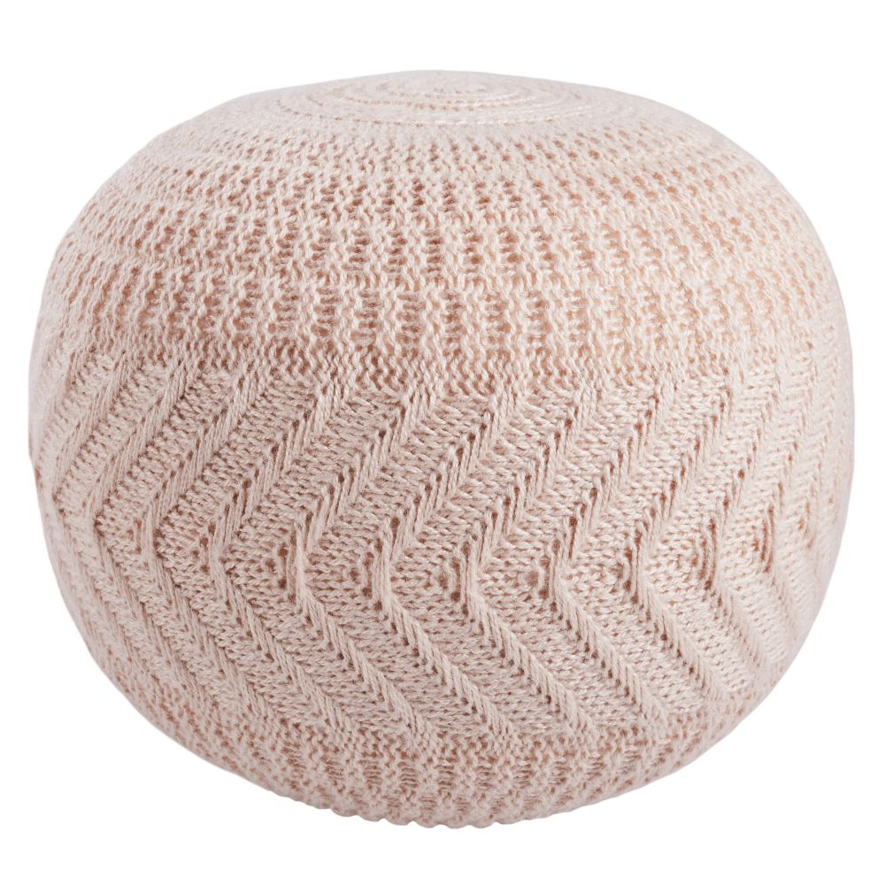 Vibe by Jaipur Living POF100553 Lucille Solid Light Blush Round Pouf