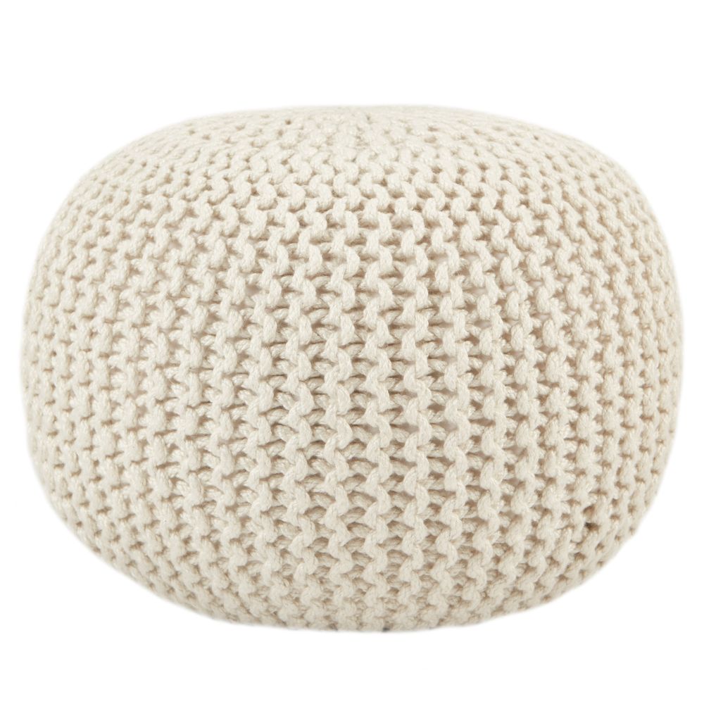 Vibe by Jaipur Living Asilah Indoor/ Outdoor Solid White Round Pouf