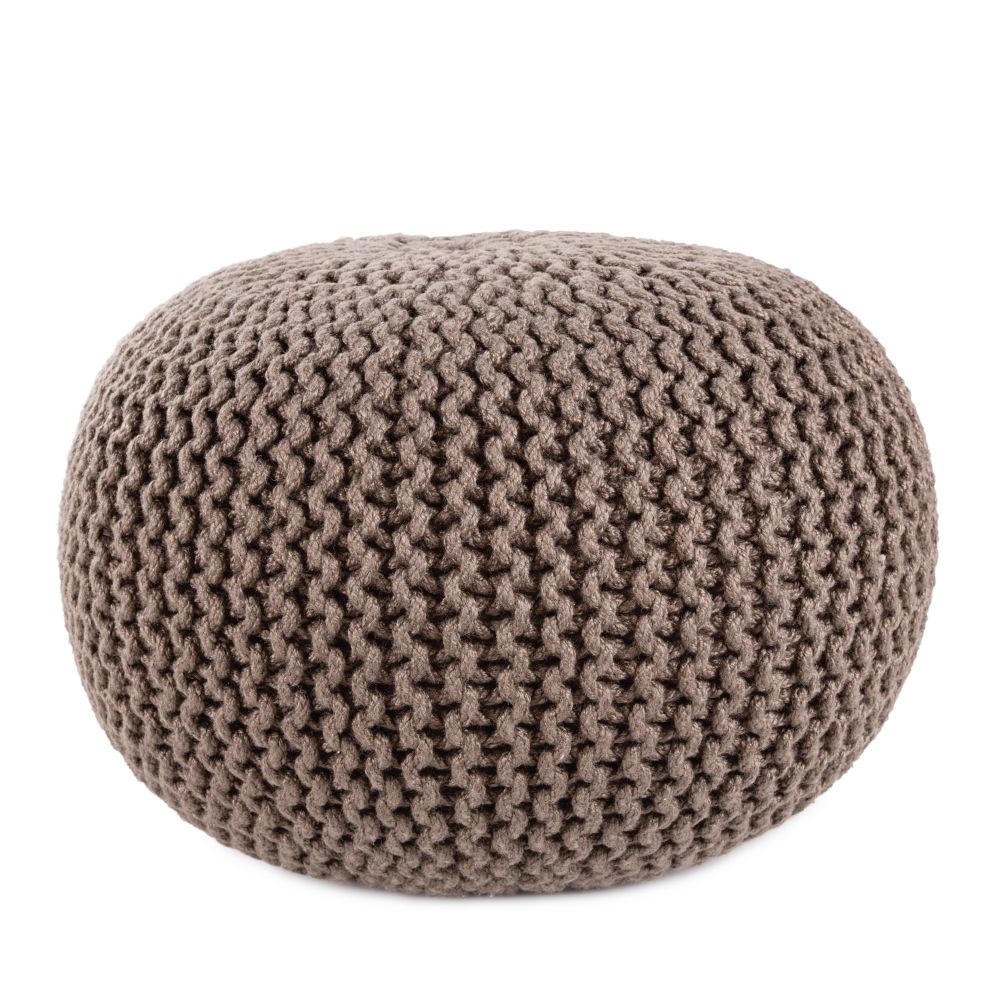 Vibe by Jaipur Living SMR02 Asilah Indoor/ Outdoor Solid Dark Taupe Round Pouf