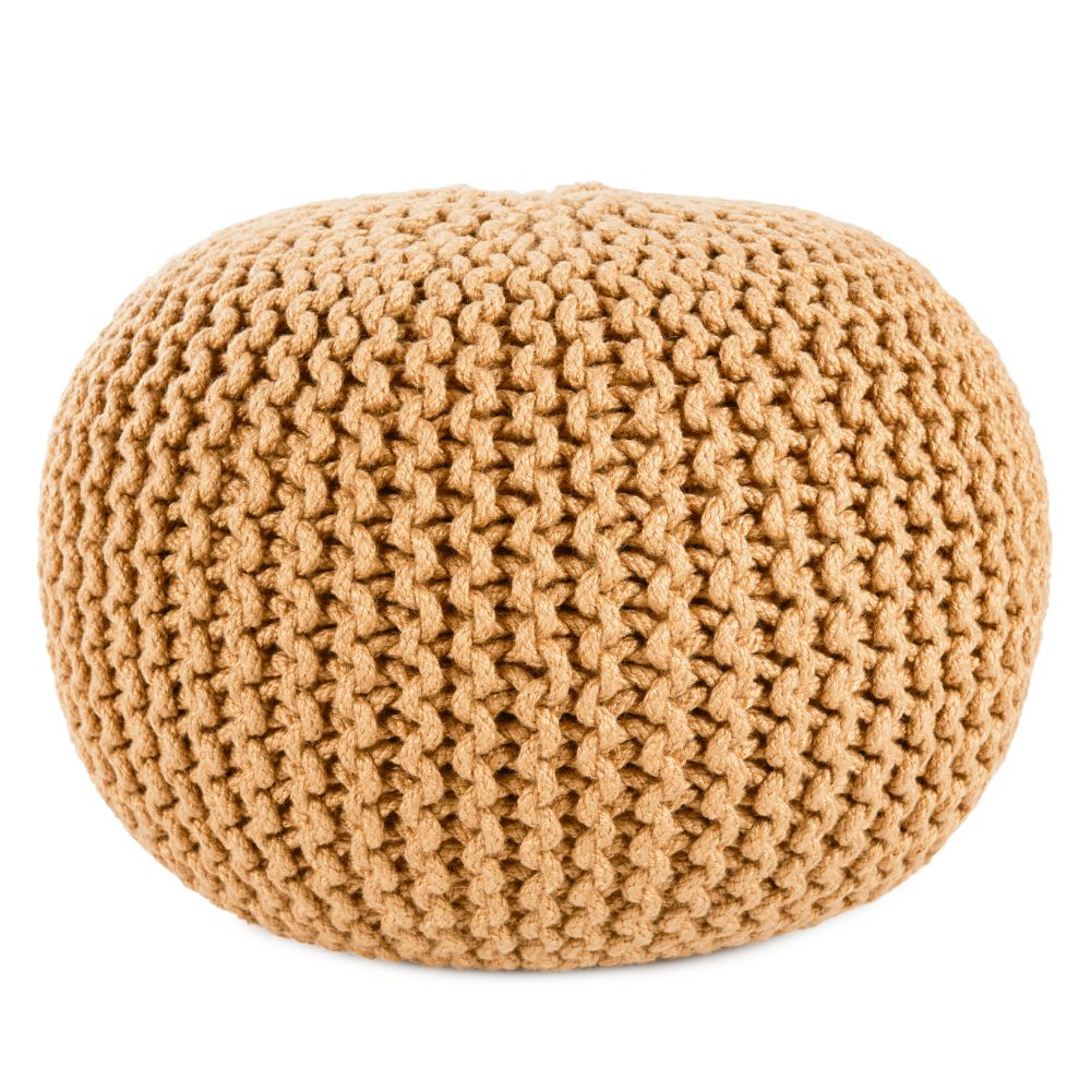 Vibe by Jaipur Living SMR05 Asilah Indoor/ Outdoor Solid Yellow Round Pouf