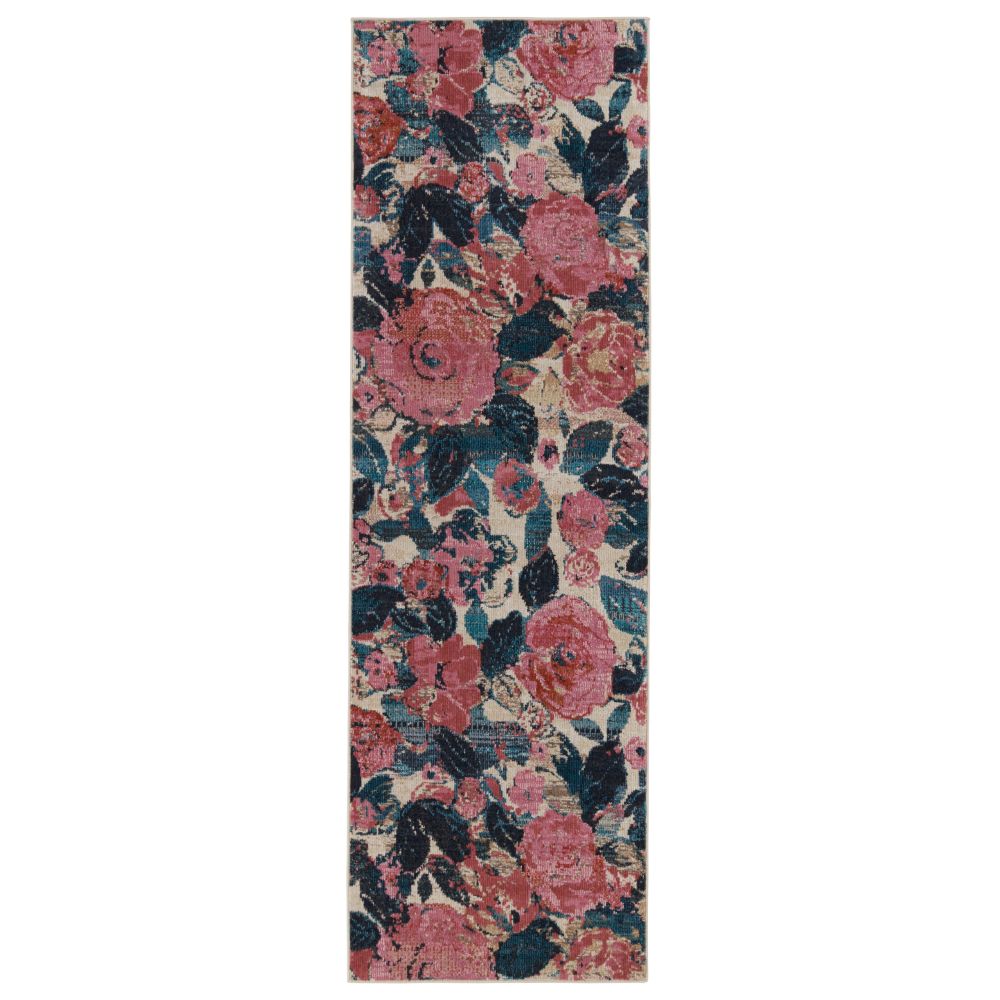 Vibe by Jaipur Living SWO13 Illiana Indoor/ Outdoor Floral Pink/ Blue Runner Rug (2