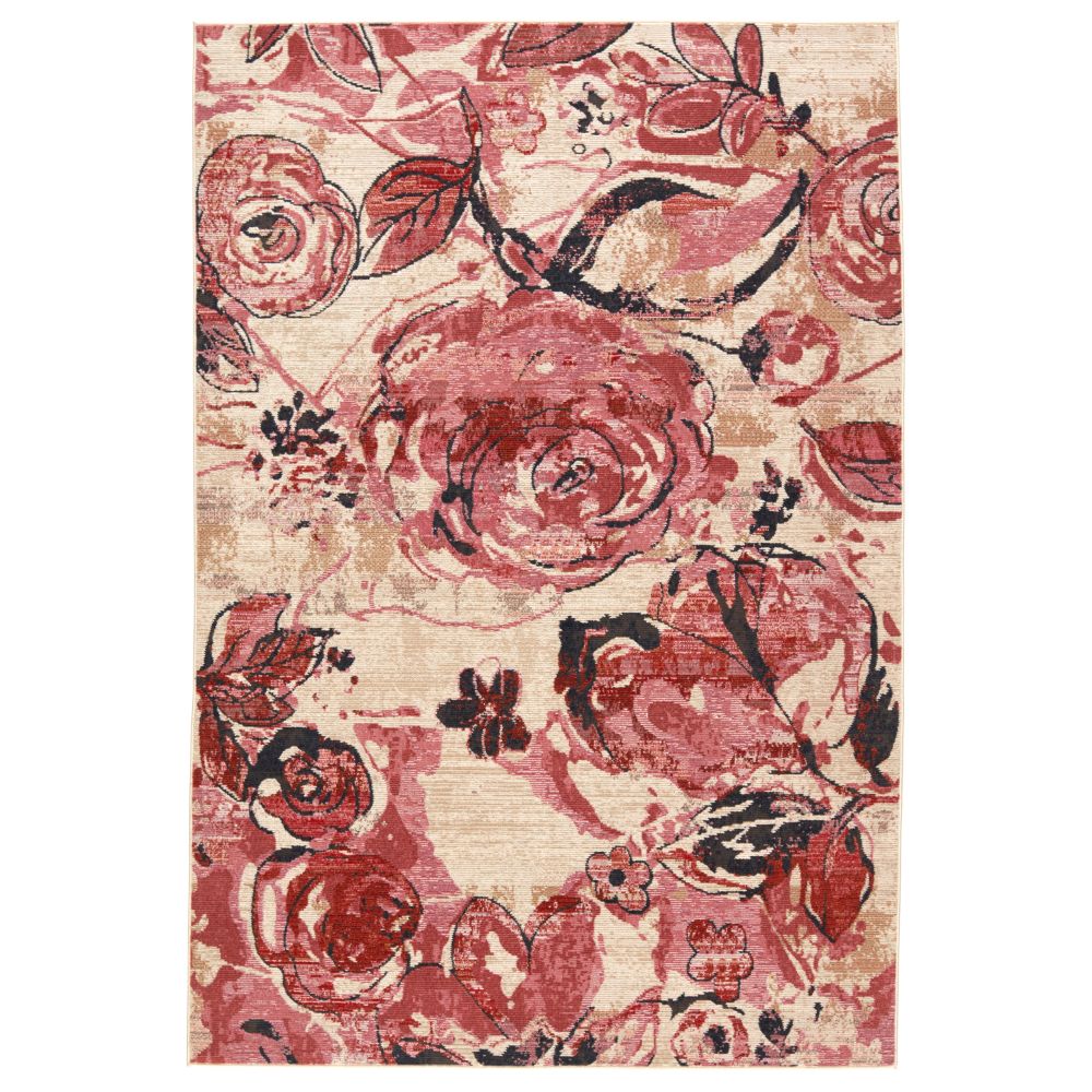Vibe by Jaipur Living SWO14 Hermione Indoor/ Outdoor Floral Pink/ Beige Area Rug (8