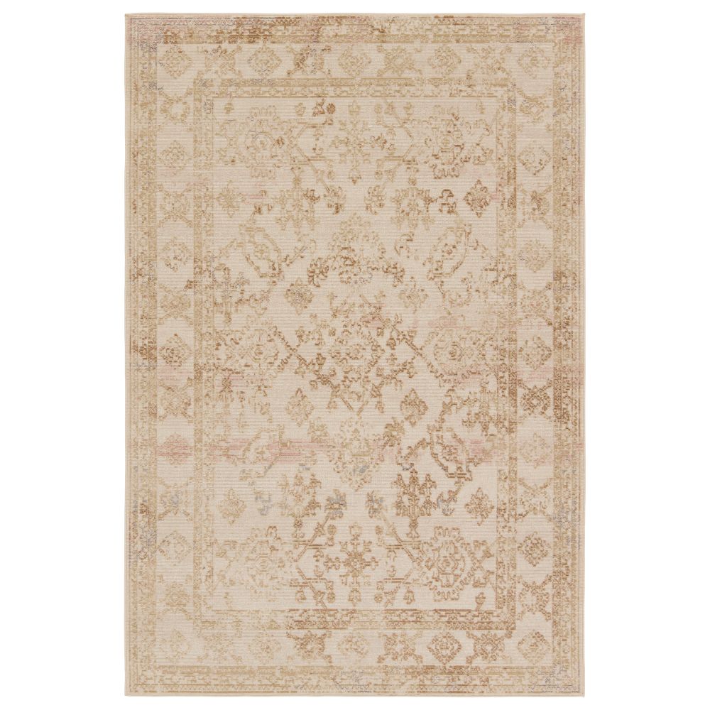 Vibe by Jaipur Living SWO23 Salerno Indoor/Outdoor Medallion Gold/ Ivory Area Rug (18"X18")