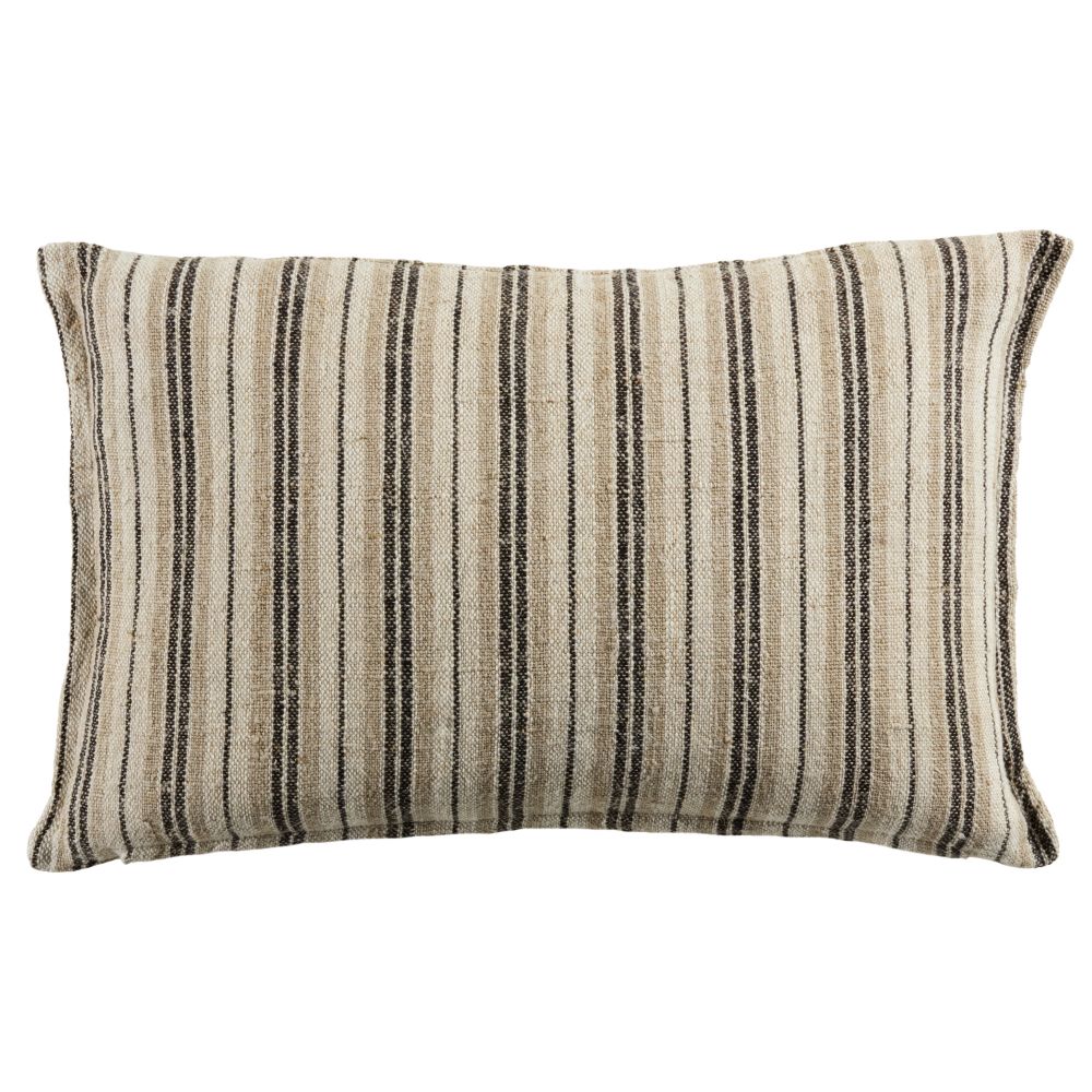 JaipurLiving TAN01 Lucien Striped Dark Brown/ Cream Poly Fill Pillow (13"X21" Lumbar)