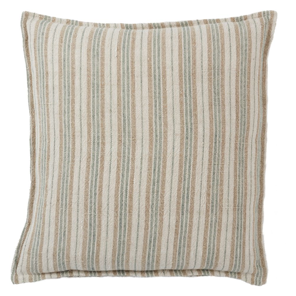 Jaipur Living TAN03 Lucien Striped Cream/ Mint Poly Fill Pillow (20" Square)