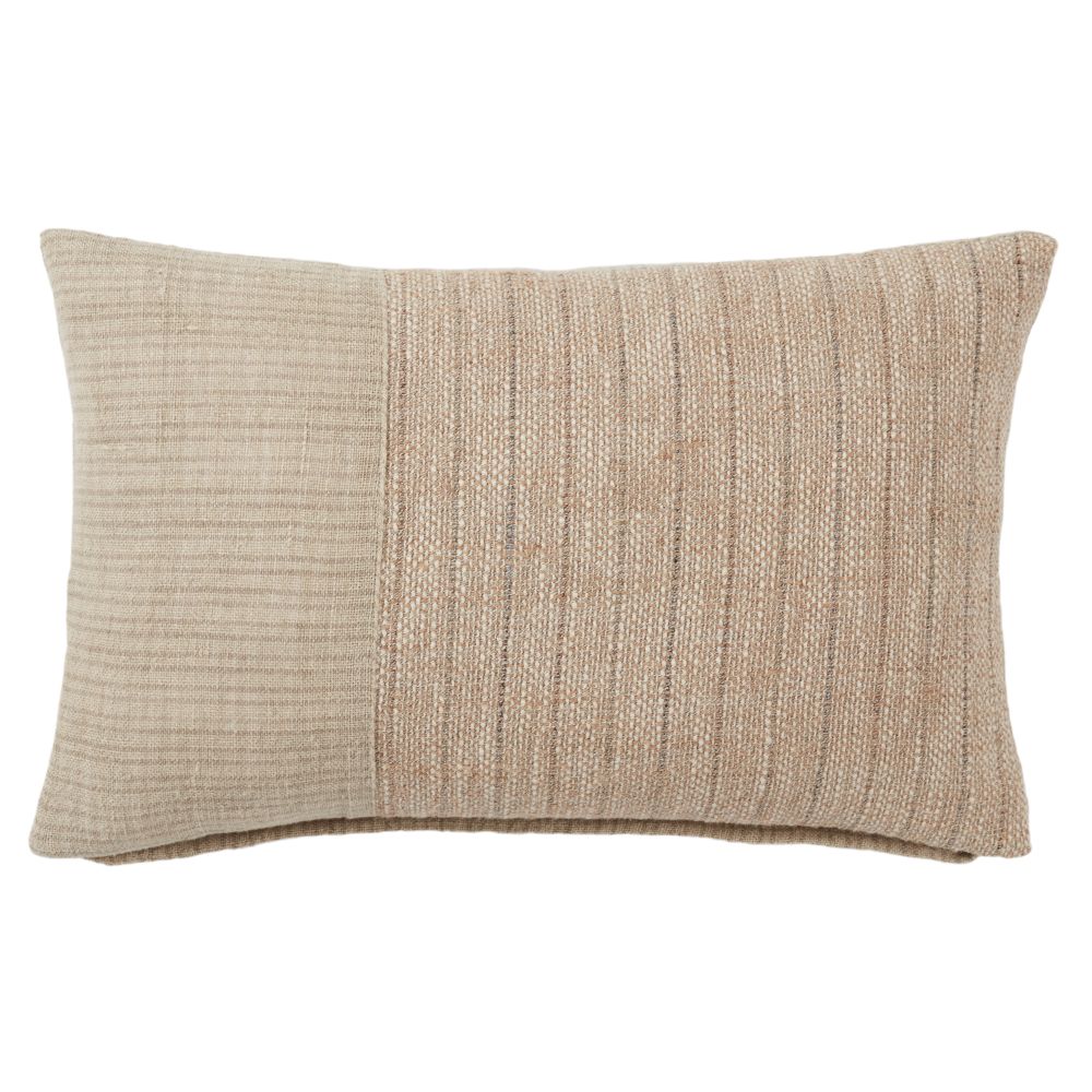 Jaipur Living TAN08 Miriam Striped Light Brown/ Cream Poly Fill Pillow (13"X21" Lumbar)