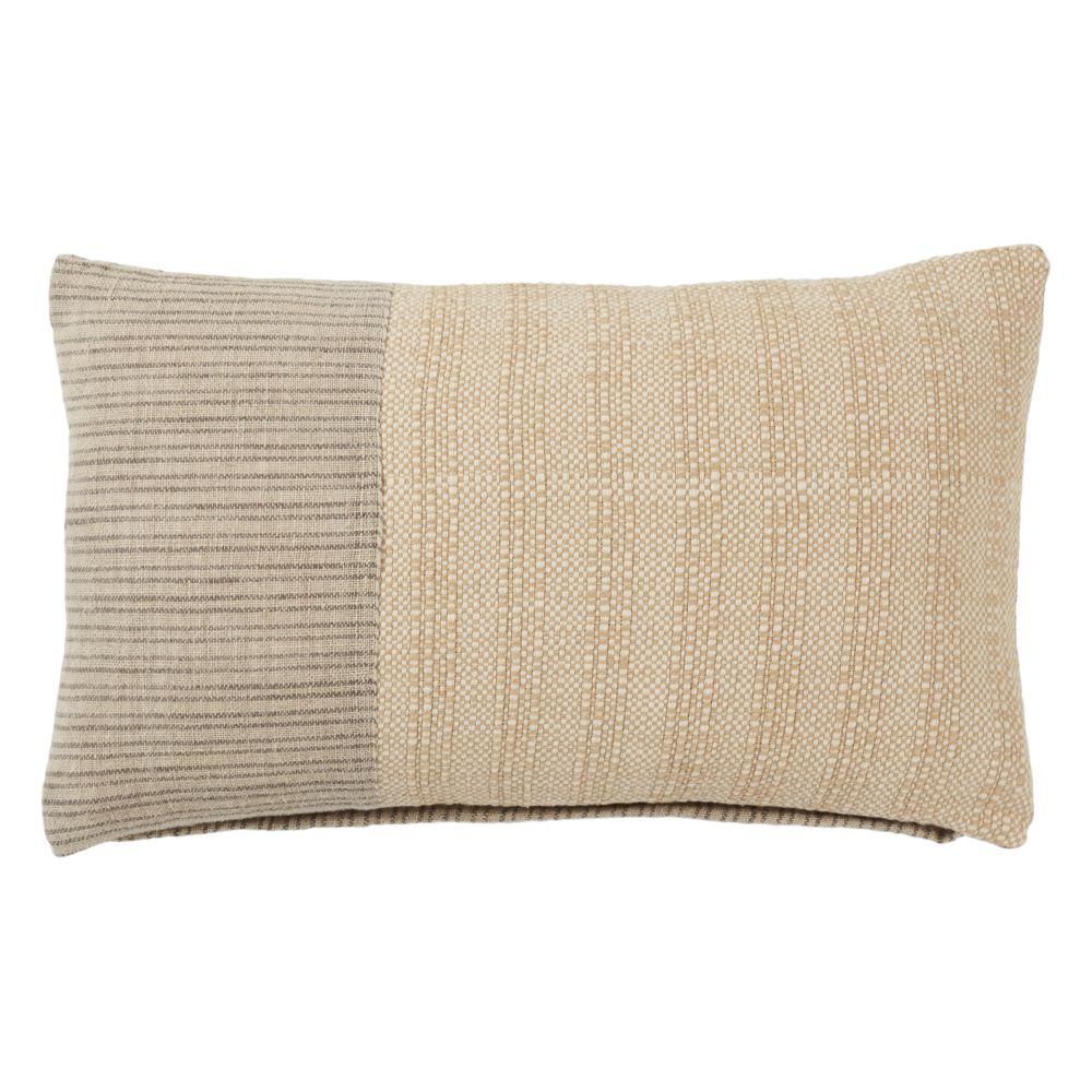 Jaipur Living TAN10 Moira Striped Cream/ Light Brown Down Pillow (13"X21" Lumbar)