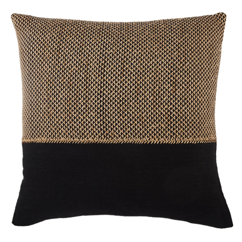 Jaipur Living TGA11 Sila Geometric Light Tan/ Black Poly Throw Pillow 22 inch