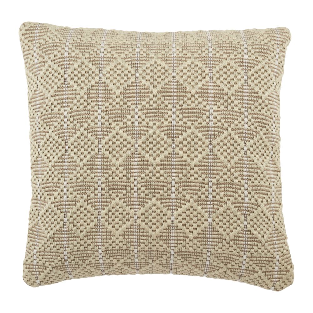 Vibe by Jaipur Living TOR03 Torren 22" x 22" Lindy Indoor/ Outdoor Geometric Poly Fill Pillow in Light Green / Ivory