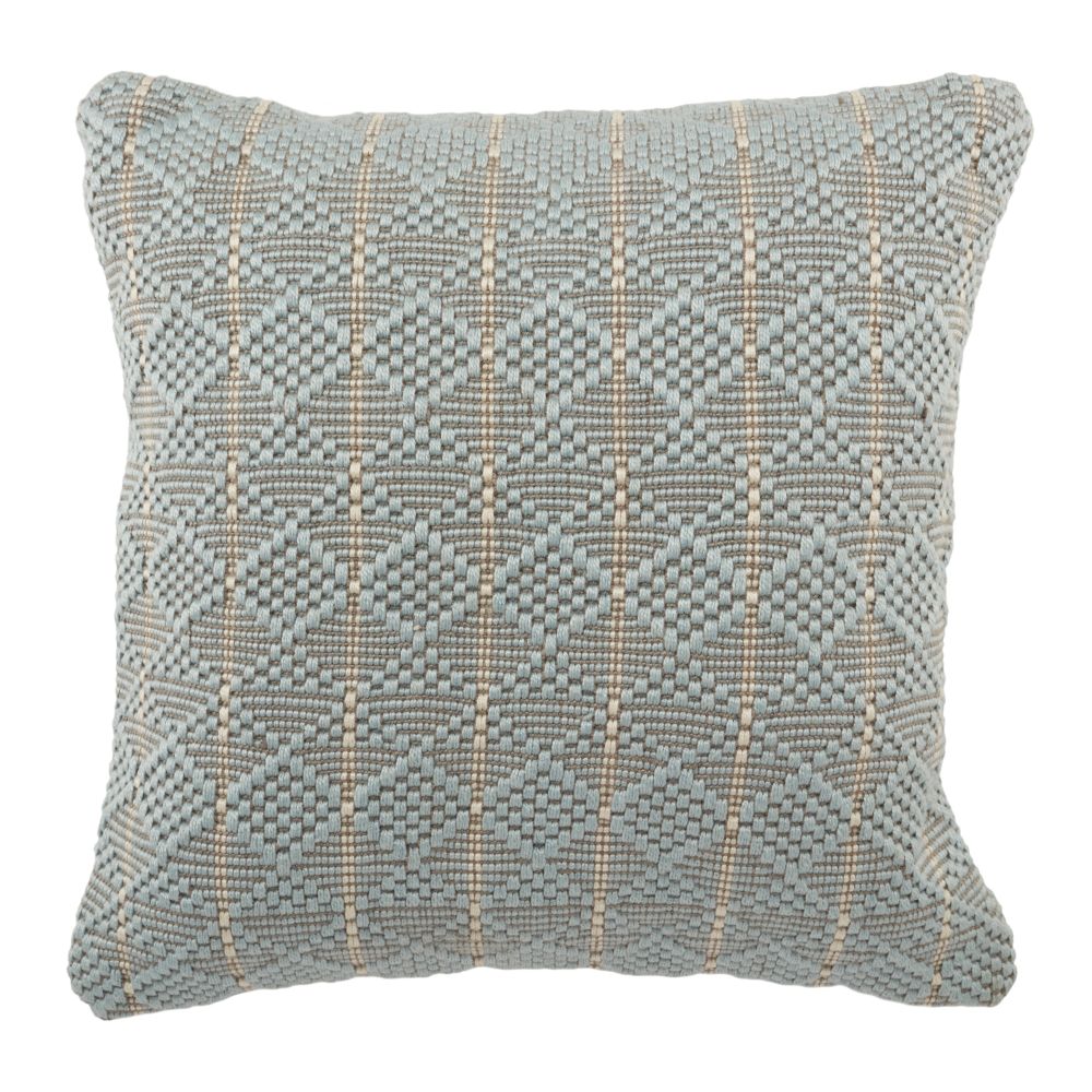 Vibe by Jaipur Living TOR04 Torren 22" x 22" Lindy Indoor/ Outdoor Geometric Poly Fill Pillow in Light Blue / Gray
