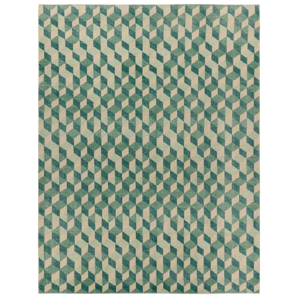 Jaipur Rugs TSS04 Verde Home by Jaipur Living Matrix Hand-Knotted Geometric Green/ Cream Area Rug (18"X18")