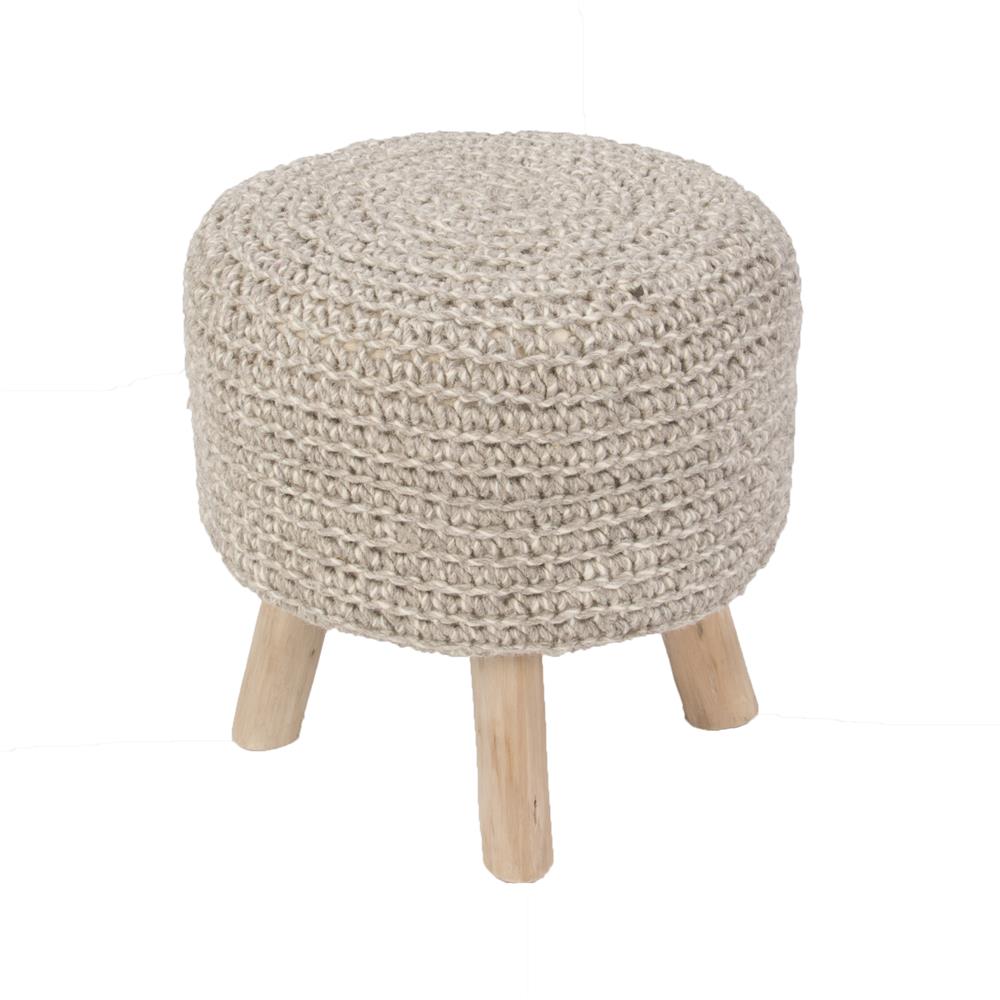 Jaipur Rugs WES02 Solid Pattern Neutral Wool Pouf - (16"x16"x16")