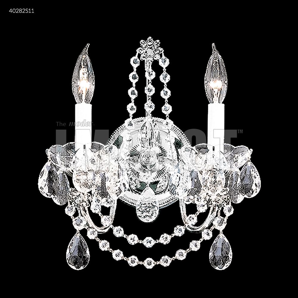 James R Moder Crystal 40282S11 Regalia 2 Arm Wall Sconce in Silver