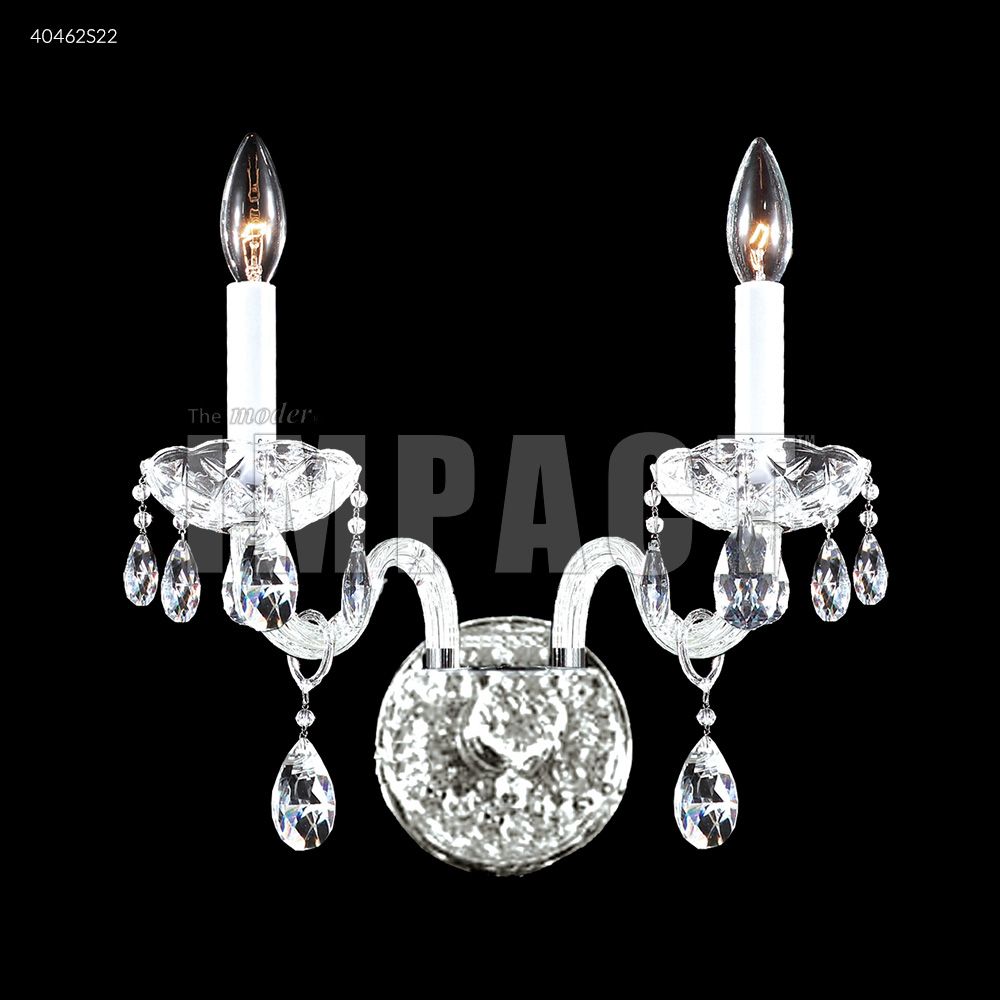 James R Moder Crystal 40462S22 Palace Ice 2 Arm Wall Sconce in Silver
