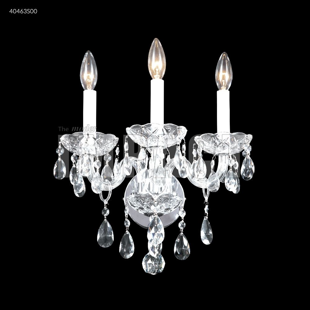 James R Moder Crystal 40463S00 Palace Ice 3 Arm Wall Sconce in Silver