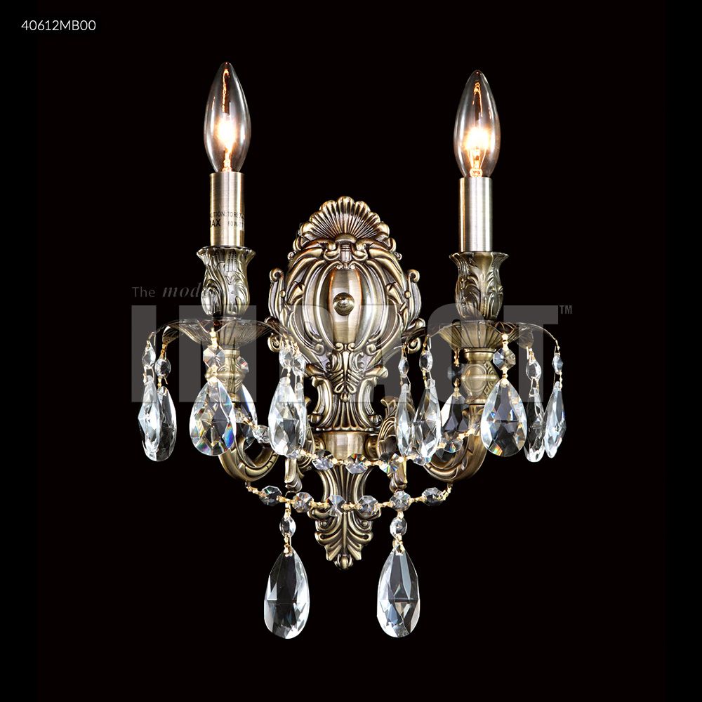 James R Moder Crystal 40612MB00 Brindisi 2 Arm Wall Sconce in Monaco Bronze