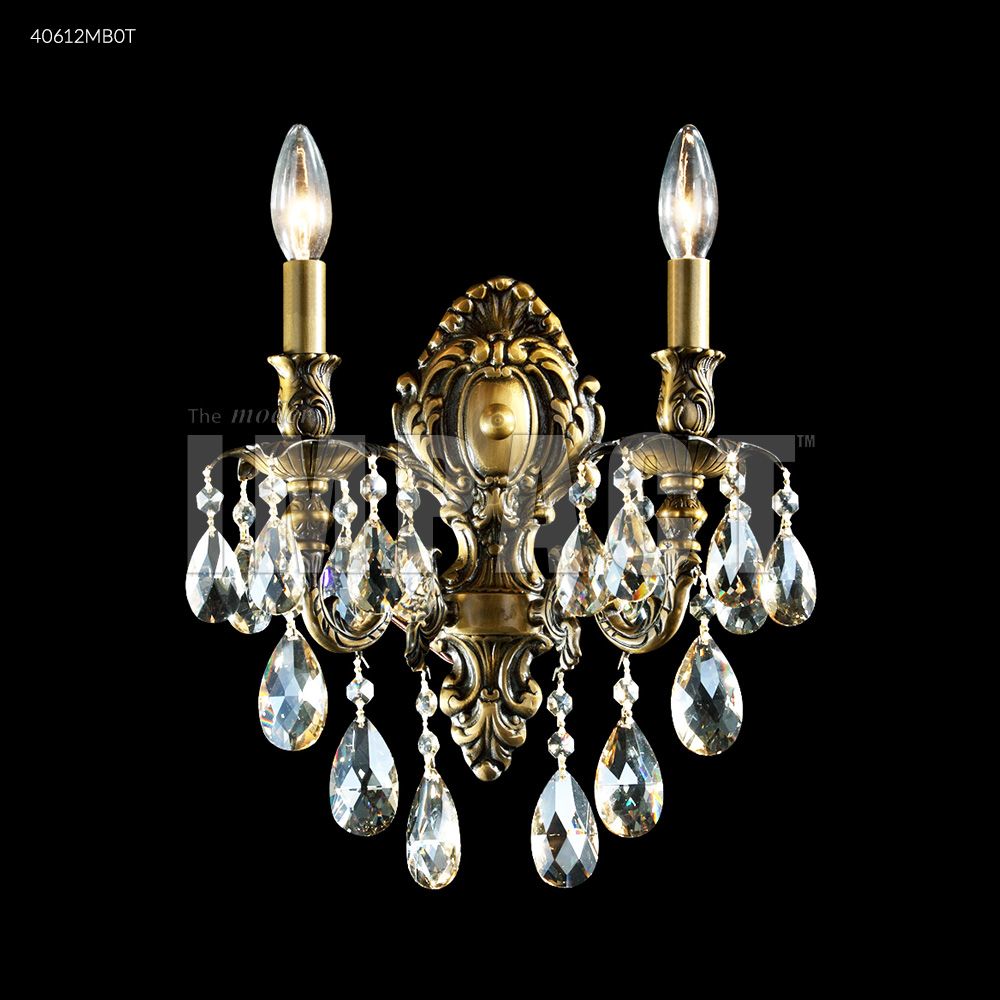 James R Moder Crystal 40612MB0T Brindisi 2 Arm Wall Sconce in Monaco Bronze