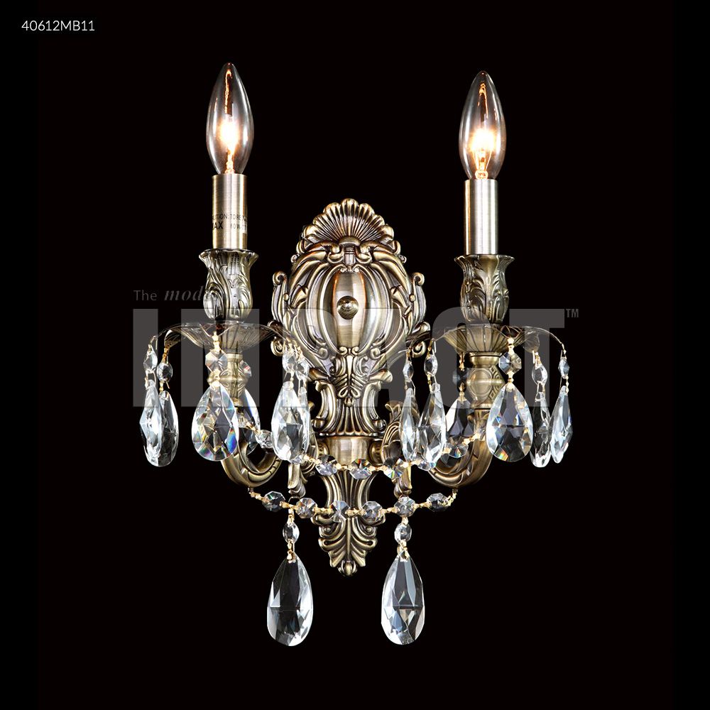 James R Moder Crystal 40612MB11 Brindisi 2 Arm Wall Sconce in Monaco Bronze