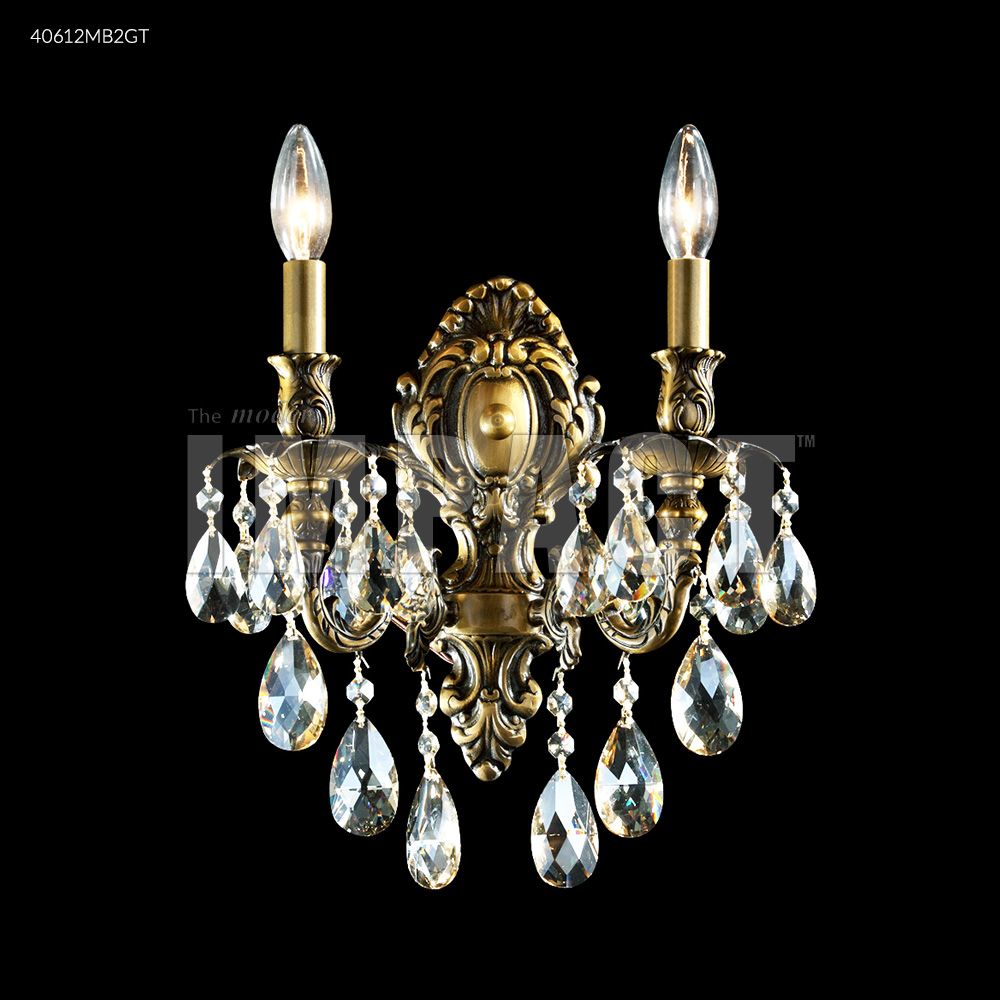 James R Moder Crystal 40612MB2GT Brindisi 2 Arm Wall Sconce in Monaco Bronze