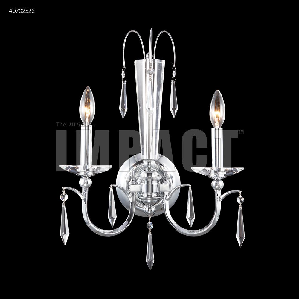 James R Moder Crystal 40702S22 Contemporary 2 Arm Wall Sconce in Silver