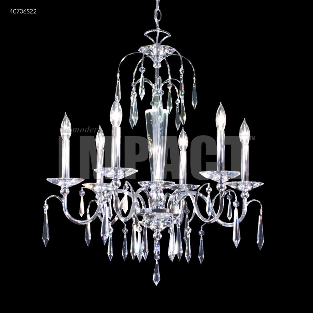 James R Moder Crystal 40706S22 Contemporary 6 Arm Chandelier in Silver