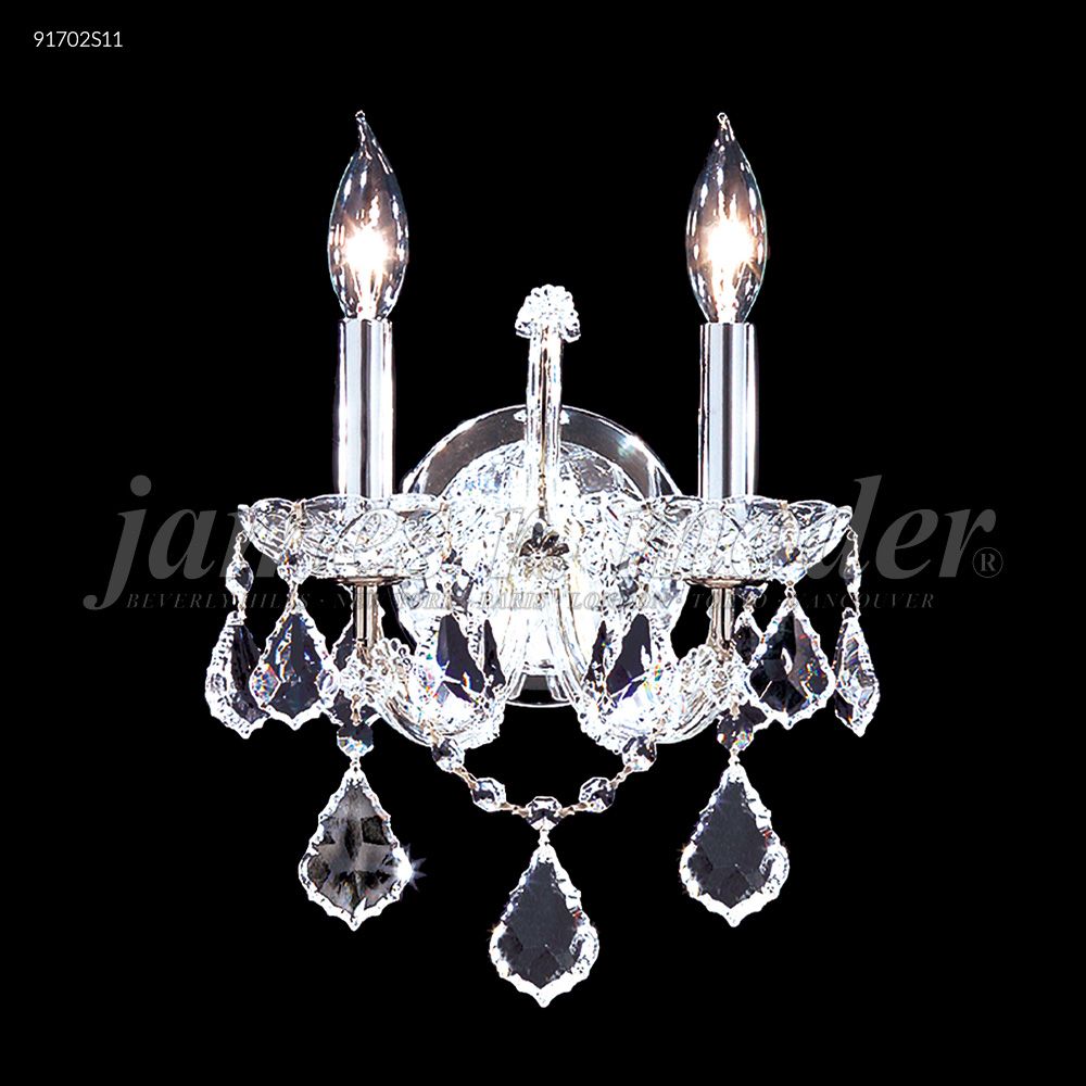 James R Moder Crystal 91702S11 Maria Theresa 2 Light Wall Sconce in Silver