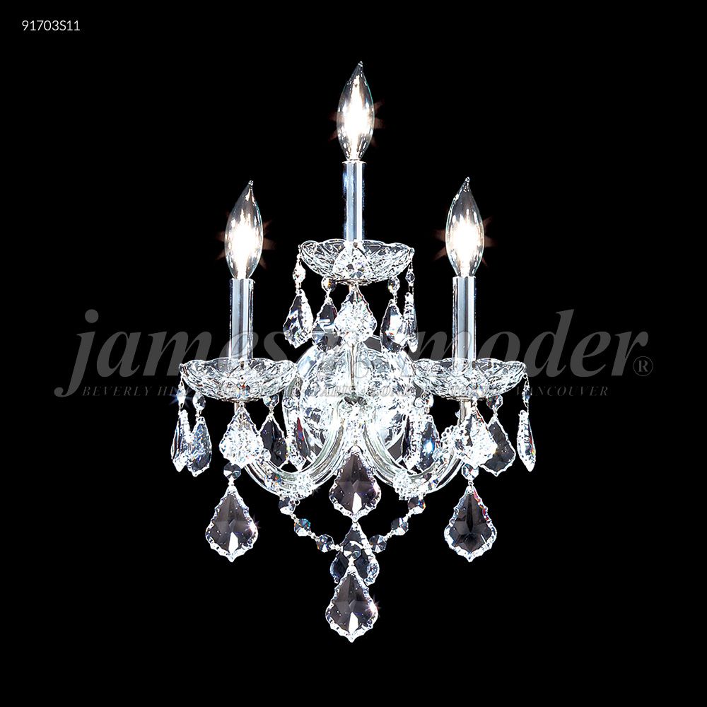 James R Moder Crystal 91703S11 Maria Theresa 3 Light Wall Sconce in Silver