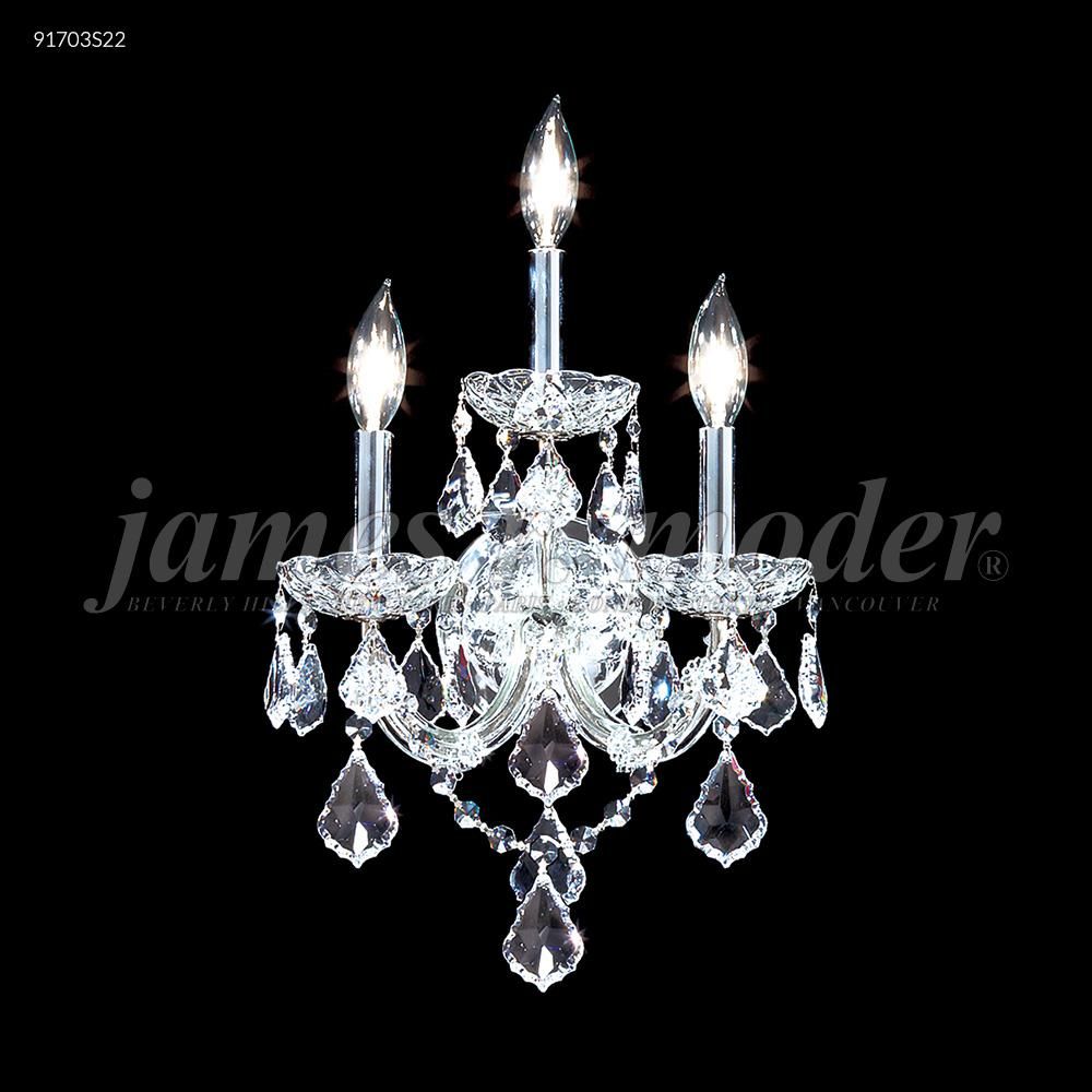 James R Moder Crystal 91703S2GT Maria Theresa 3 Light Wall Sconce in Silver