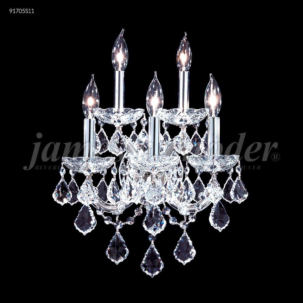 James R Moder Crystal 91705S11 Maria Theresa 5 Light Wall Sconce in Silver
