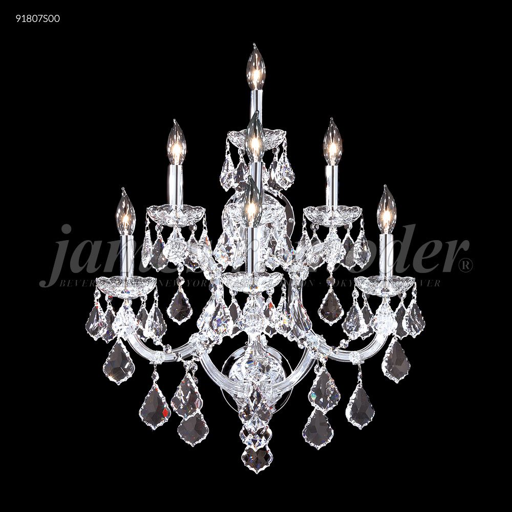 James R Moder Crystal 91807S00 Maria Theresa 7 Light Wall Sconce in Silver