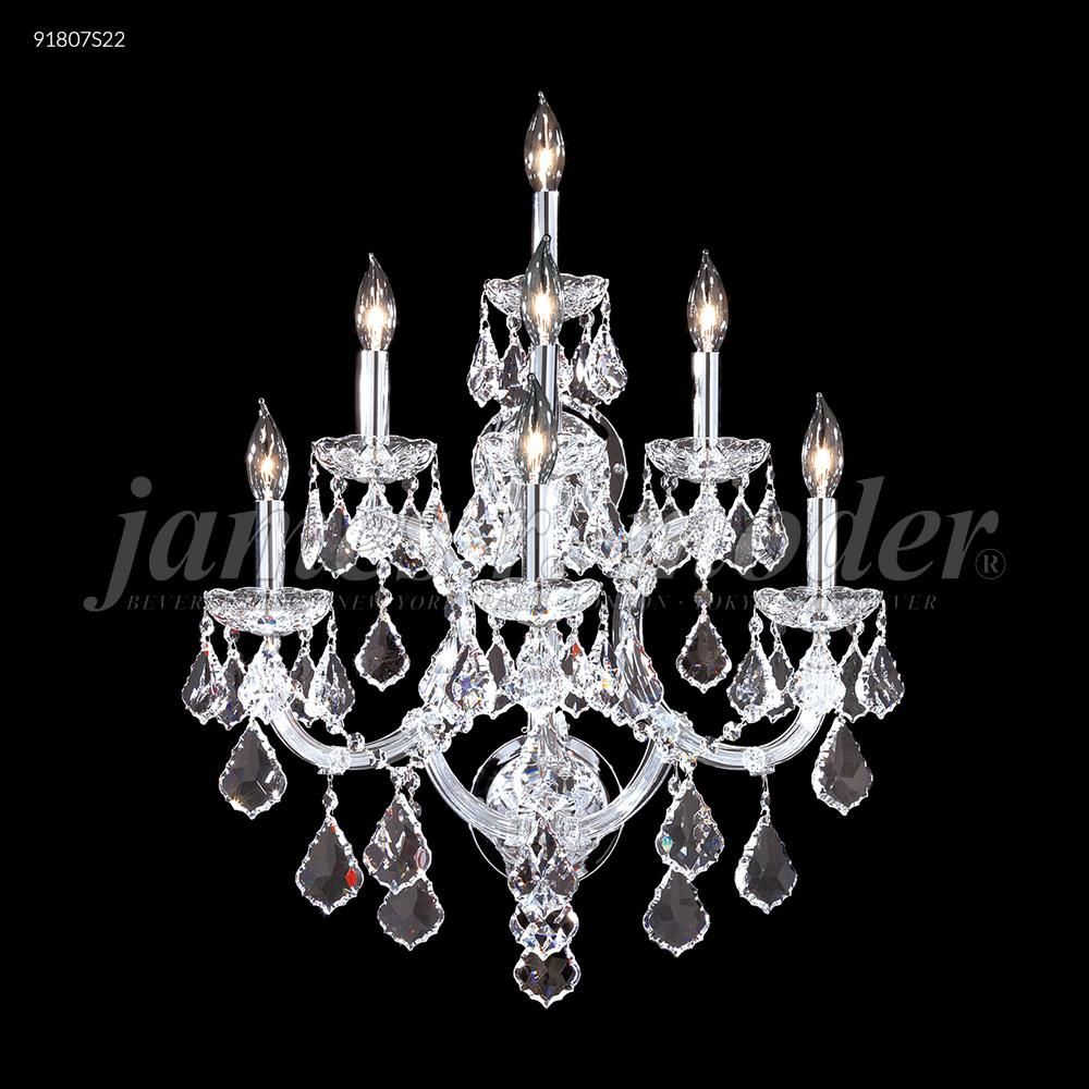 James R Moder Crystal 91807S2GT Maria Theresa 7 Light Wall Sconce in Silver
