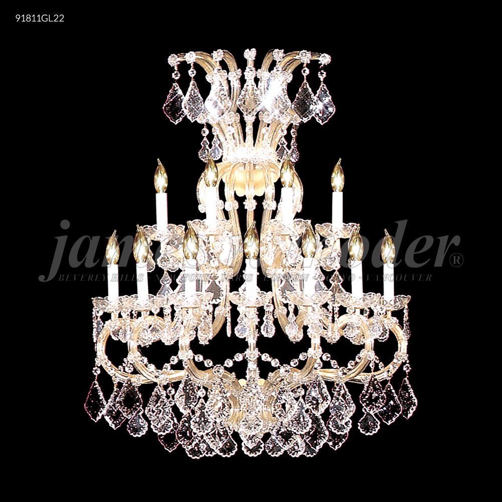 James R Moder Crystal 91811GL22 Maria Theresa 11 Light Wall Sconce in Gold Lustre