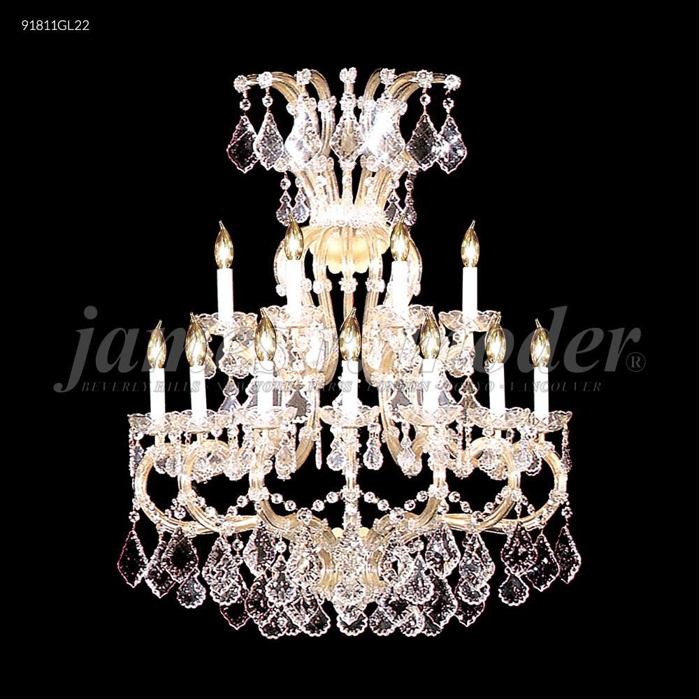 James R Moder Crystal 91811GL2GT Maria Theresa 11 Light Wall Sconce in Gold Lustre