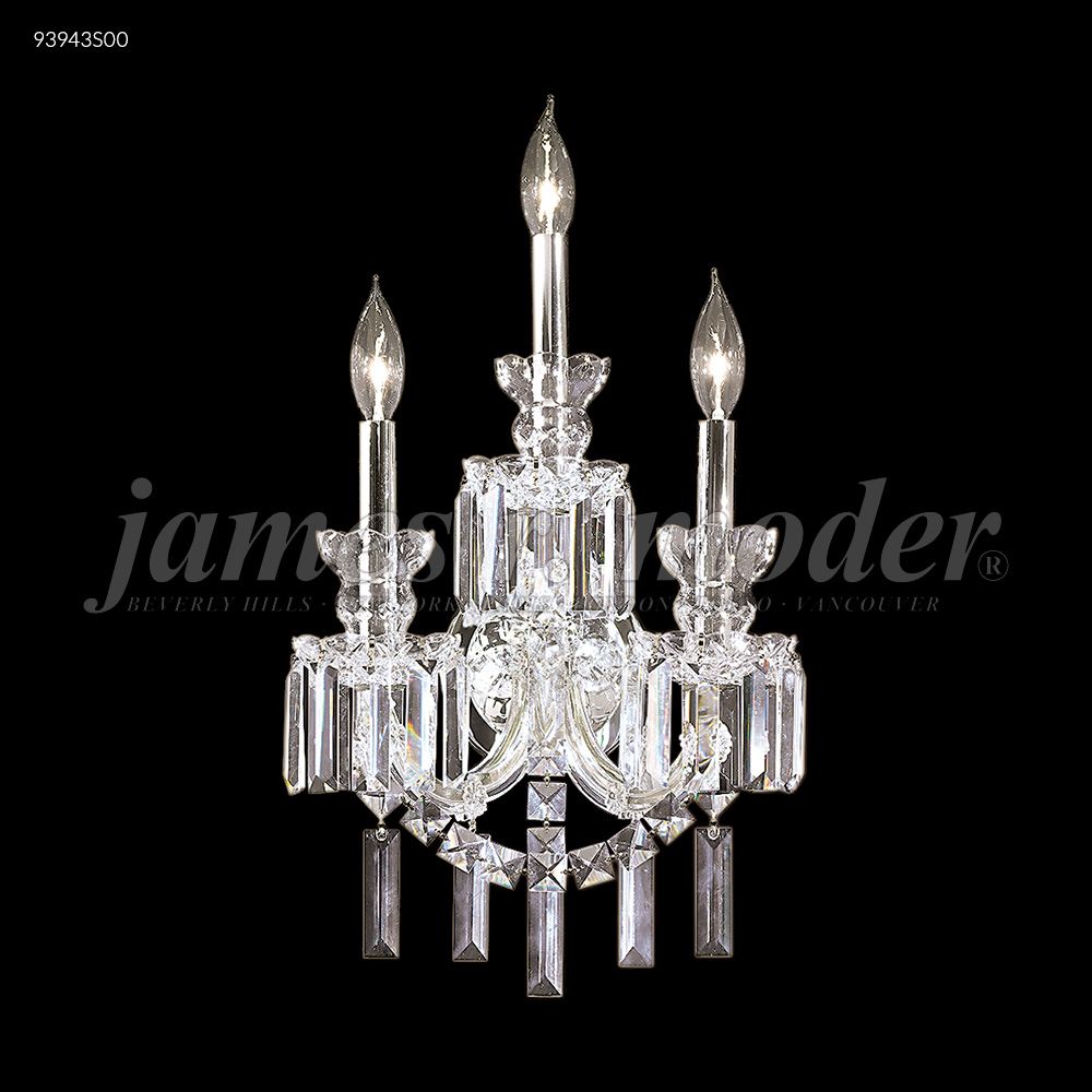 James R Moder Crystal 93943S00 Buckingham 3 Light Wall Sconce in Silver