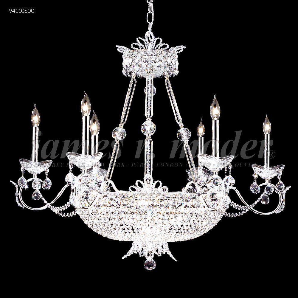 James R Moder Crystal 94110S00 Princess Chandelier with 6 Arms in Silver