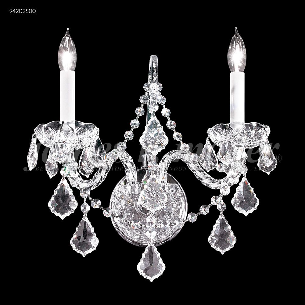 James R Moder Crystal 94202S00 Vienna Glass Arm 2 Arm Wall Sconce in Silver