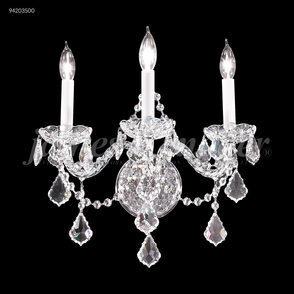 James R Moder Crystal 94203S00 Vienna Glass Arm 3 Arm Wall Sconce in Silver