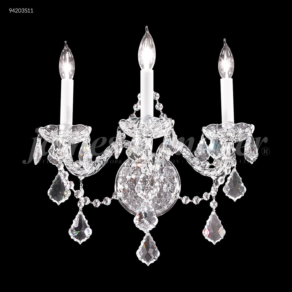 James R Moder Crystal 94203S11 Vienna Glass Arm 3 Arm Wall Sconce in Silver